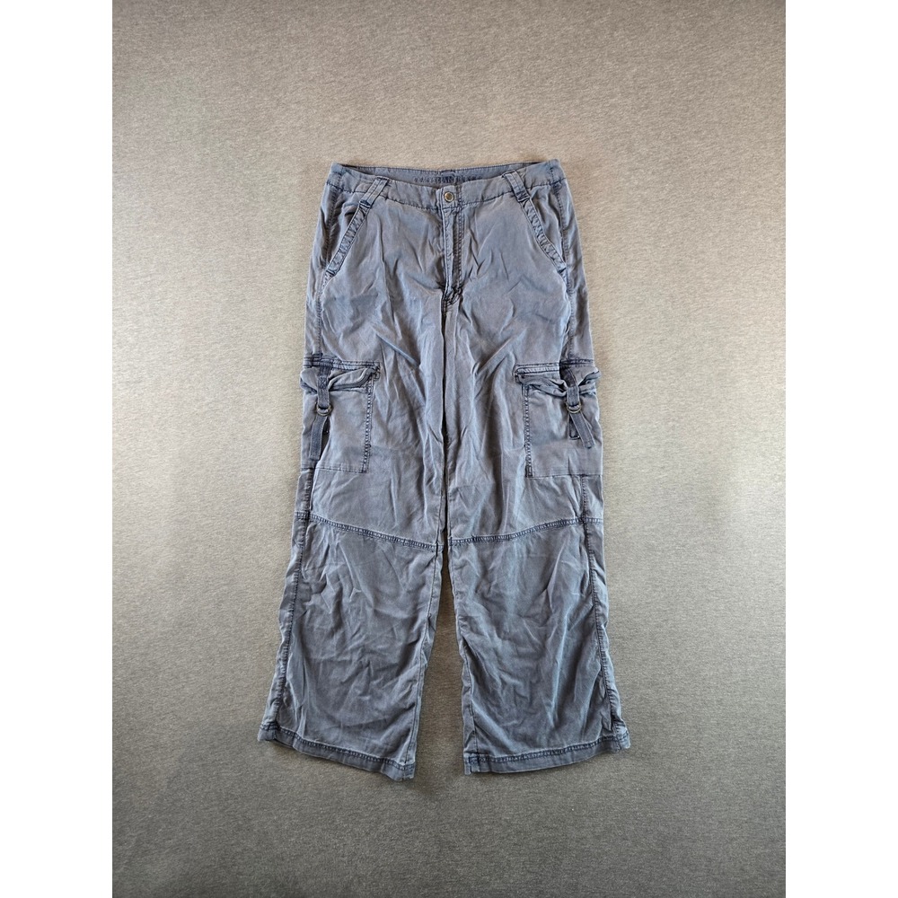 American Eagle Cargo Pants Women 12 Blue Super High Rise Baggy Wide Leg Utility